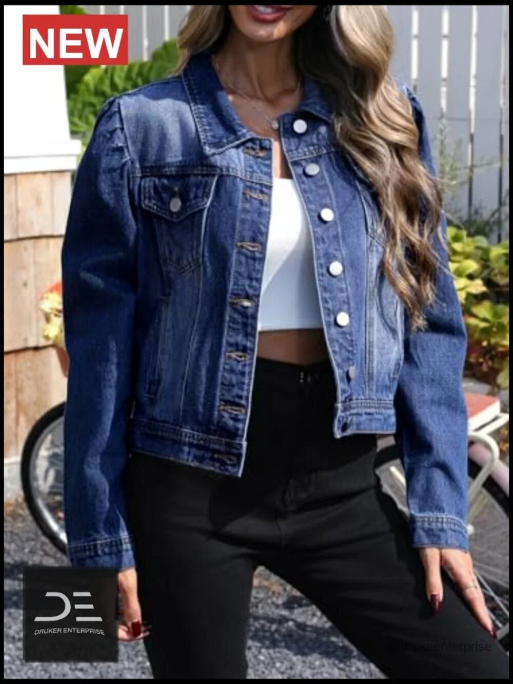 Puff Sleeve Cropped Denim Jacket Button Down Jean Jacket Western